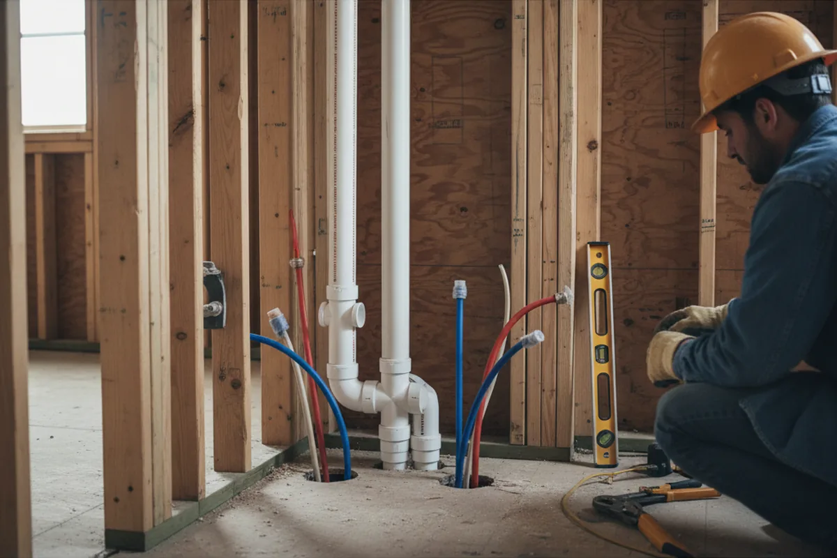 Drain and supply rough-in during Toilet Repair and Installation in Port Chester
