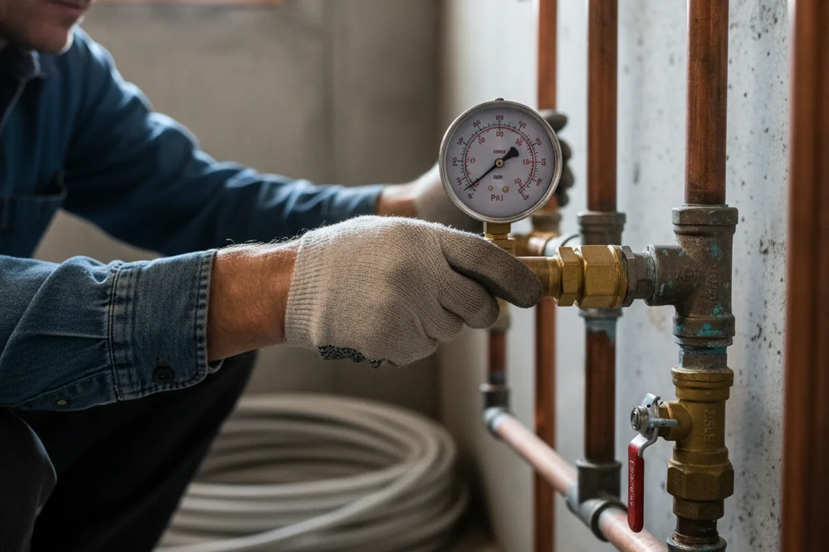 Pressure testing a repaired line during Water Line Repair in Port Chester